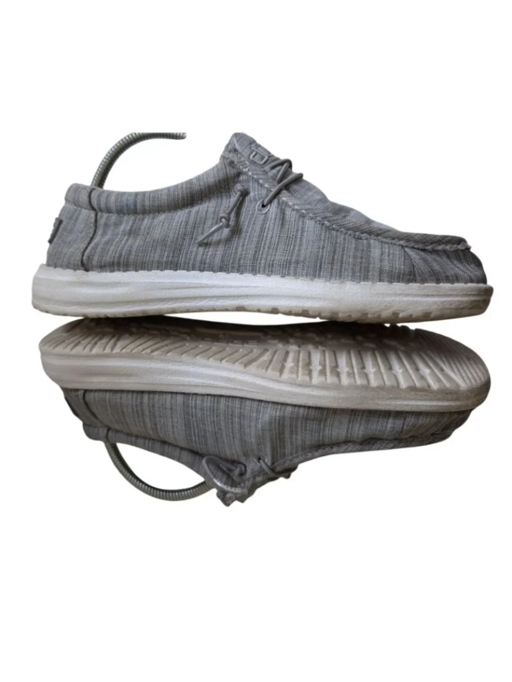 Hey Dude Wally Slip On Shoes Linen Stone Grey Size Youth 4 Women's 5 EU 36